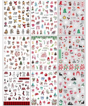 Christmas Nail Stickers 9 Sheets Self-Adhesive Nail Decal Gnome Rabbit Nail Art Decoration Design Supplies - Buy Online on GoSupps.com