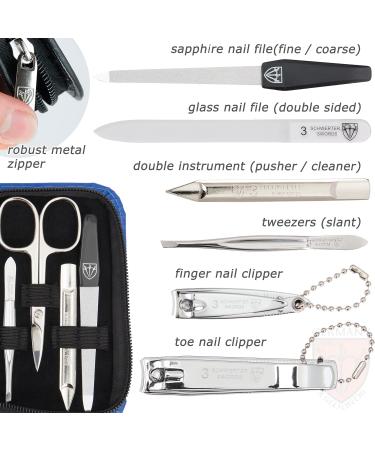 3 Swords Germany 8-Piece Manicure Pedicure Kit for Professional Nail Care - Blue Synthetic Leather - Buy Online on GoSupps.com