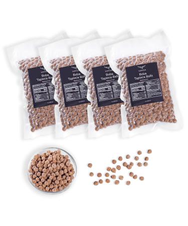 Premium Boba Pearls Tapioca Pearls for Bubble Tea Boba Balls for Drinks by Locca - (4 Bags - 56oz) 1 Pound (Pack of 4) No Straw