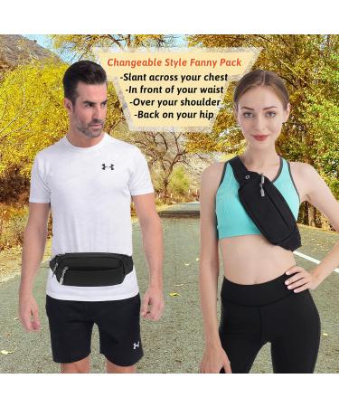 USHAKE Fanny Pack Waist Pack with Extender | Adjustable Straps | 3-Zipper Pockets | for Men, Women | Travel, Hiking, Running | BLACK - Buy Online on GoSupps.com