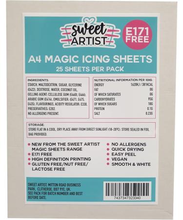 A4 Magic Icing Sheets (Frosting Sheets) for Edible Printing - E171 FREE - For use in EU market with Edible Ink Printer - Buy Online on GoSupps.com