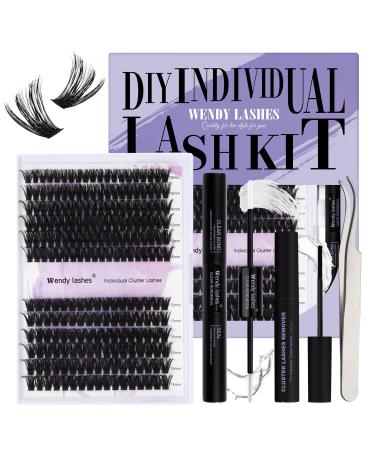 DIY LASH Extension Set eyelash Extensions Set 30d+40d 12-16mm Mixed eyelashes lash extension cluster set eyelash extensions with glue (60d+80d-d curl) kit (12-16) mm GJ-60d+80d-D curl