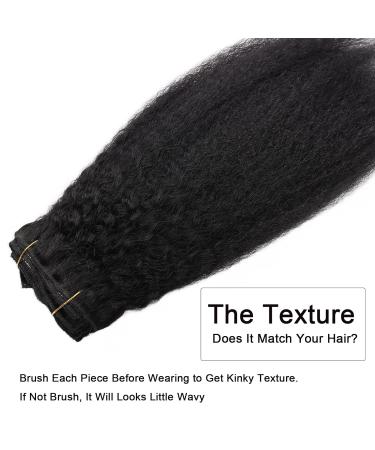 Black Kinky Straight Clip In Hair Extensions - 14 Inch - 120g - Pack of 10 - Buy Online on GoSupps.com