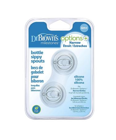 Dr. Brown's Milestones Options+ Narrow Soft Silicone Sippy Spouts, 6m+, 2 Count - Buy Online on GoSupps.com