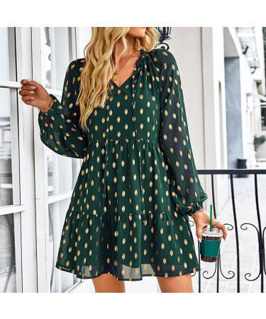 Naroote Womens Fashion Dress V-Neck Breathable Drawstring Travel Dress for Business Women Small Dark Green - Buy Online on GoSupps.com