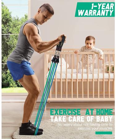 150-250lbs Resistance Bands Set with Handles - 5 Tube Fitness Bands for Home Workouts - Buy Online on GoSupps.com