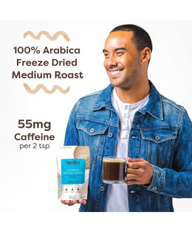 Waka Instant Coffee - 100% Arabica Colombian Medium Roast No Sugar Freeze Dried Granules 35 Cups Perfect for Hot & Iced Coffee - 3.5oz Bulk Bag - Buy Online on GoSupps.com