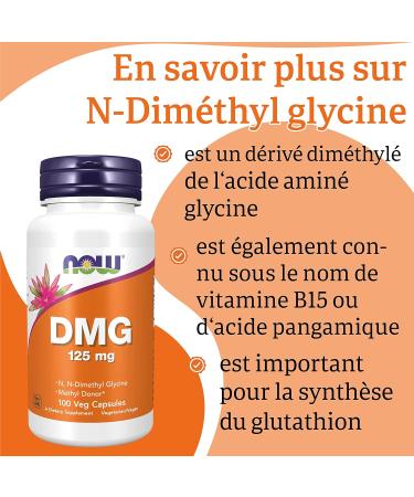 Now Foods DMG (Dimethylglycine) 125 mg 100 Vegan Capsules Lab Tested Glycine Gluten Free Soy Free Vegetarian - Buy Online on GoSupps.com