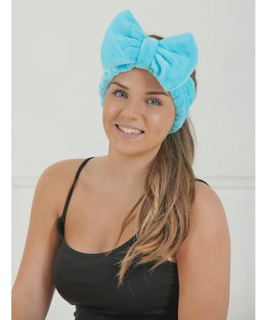 Danielle Creations Argan Oil Infused Headband Soft Stretchy Microfibre Bow Hair Band Nourishes Hair During Skincare Washing Makeup and Beauty Routines - Blue - Buy Online on GoSupps.com