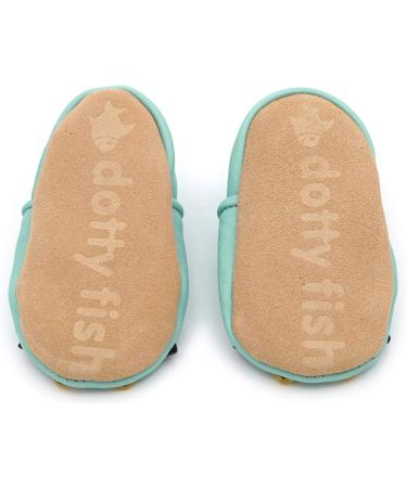 Dotty Fish Soft Leather Baby Shoes | Non Slip Toddler Shoes | Animal Designs | Boys and Girls | 0-6 Months to 4-5 Years | Minty Blue Penguin - Buy Online on GoSupps.com