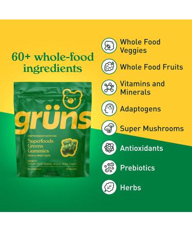 Gruns Superfood Greens Multivitamin Gummy Variety Bundle, 1 x Adult Low Sugar 28ct + 1 x Sugar Free 28ct Bundle for Less! with 20+ Vitamins and Minerals, prebiotic Fiber for Gut Health, and More! - Buy Online on GoSupps.com