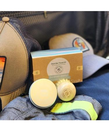 Basic Goods Trading Company Stain Bar Travel Kit - Laundry Spot Stain Remover with Bamboo Scrub Brush - Organic Materials & Cruelty Free - Alternative to Stain Remover Stick/Pen - Buy Online on GoSupps.com