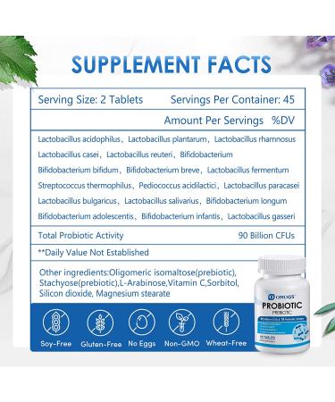 OMOGS Probiotics 90 Billion CFUs | 18 Strains with Organic Prebiotic | Supports Metabolism, Immunity & Digestive Health | Non-GMO & Gluten Free | 90 Tablets - Buy Online on GoSupps.com