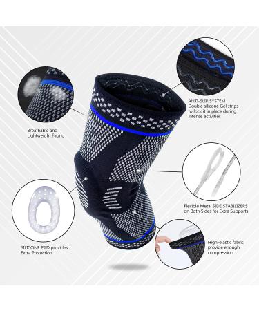 Professional Knee Brace Compression Sleeve for Men & Women - Medical Grade Support for Running, Arthritis, Meniscus Tear - Sports Injury Recovery - N2/Light Black M - Buy Online on GoSupps.com