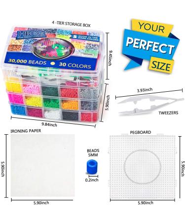 30,000 Piece Fuse Beads Kit for Kids - 30 Colors, 5MM Size, with Ironing Papers, Pegboards, Tweezers - Perler Beads Compatible Kit - Buy Online on GoSupps.com