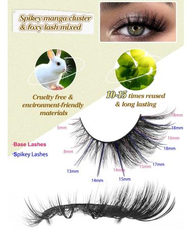 Goddenus False Cat Eye Manga Lashes - Natural Wispy Curly Mink, Fluffy CC Curl Fairy & Spikey Anime Fox Eye - 8 Pairs Pack - Buy Online on GoSupps.com