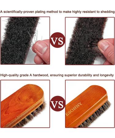 VESONNY 2Pcs Horsehair Shoe Brush Set for Leather Suede Sneakers - Brown - Buy Online on GoSupps.com