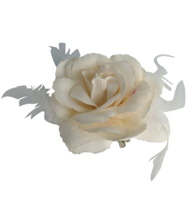 Cream Rose Hair Clip Large Rose Fascinator Flower Hair Clip Cream Hair Accessories Clips Elastic Wedding Hair Flower 1pc