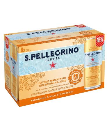 San Pellegrino Tangerine & Wild Strawberry Sparkling Water 8pk Cans - Refreshing Mineral Drink - Buy Online on GoSupps.com