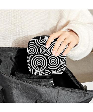 Black and White Geometric Sanitary Napkin Storage Bag - Portable Period Pouch for Women and Teen Girls - Multi-colored - 1Pcs - Buy Online on GoSupps.com