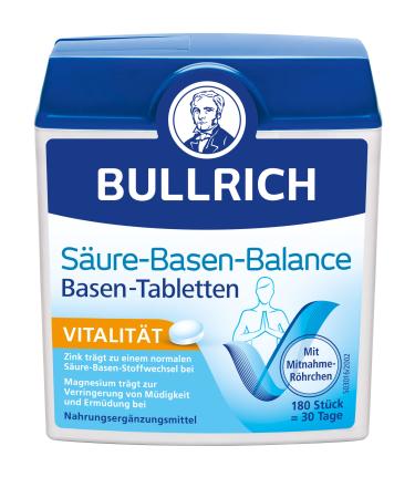Bullrich acid-base balance base tablets |With zinc for a balanced acid-base balance |Vegan |Including take-away tube |180 pieces (1 Pack)