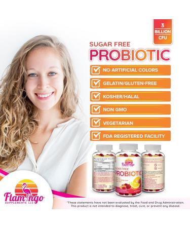 Probiotic Gummies Sugar Free- 3 Billion CFU Reduce Gas Bloating - Probiotics for Women Kids and Mens Probiotic- Bacillus Coagulans- Natural Vegan Vegetarian Kosher Halal 90 Gummy Probiotics - Buy Online on GoSupps.com