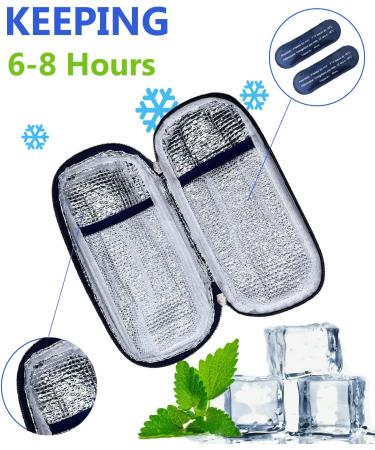 Insulin Cooler Travel Case for Diabetics - Portable, Waterproof Supply Bag with Insulation Liner, 2 Ice Packs - 6-8 Hours Cooling - Navy - Buy Online on GoSupps.com