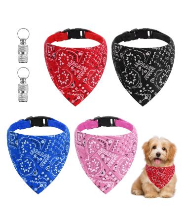 Tonyg-P 4 pieces of dog cloth dog bandana headscarves dog hill cloth with collar neck triangle dog hen towels adjustable dog neckerchief for small medium dogs and cats