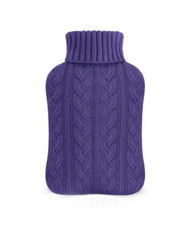samply Hot Water Bottle with Knitted Cover 2L Hot Water Bag for Hot and Cold Compress Hand Feet Warmer Neck and Shoulder Pain Relief Lilac 2L Light Purple