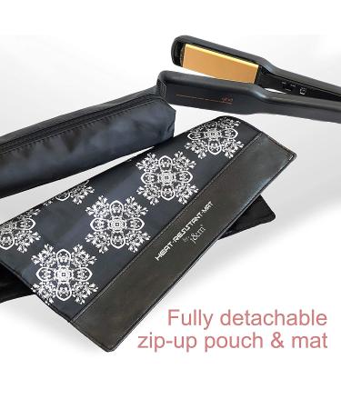Vegan Leather Hair Straightener Case & Roll Mat by j&m - Stylish Pouch with Detachable Mat - Fits ghd, BaByliss & More (Rose Gold) - Buy Online on GoSupps.com