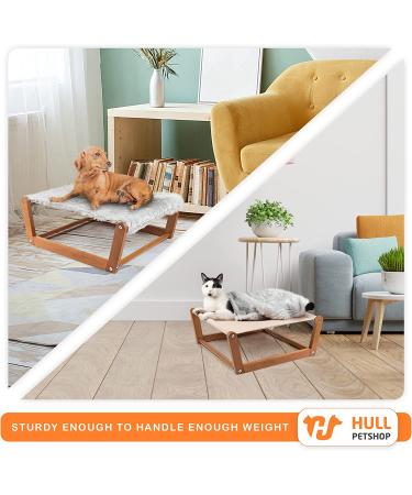 HullPetshop Cat Hammock & Dog Bed - Elevated Wood Pet Furniture for Small, Medium & Large Pets | Easy Assembly Indoor Hammock for Cats - Grey/Mink - Buy Online on GoSupps.com