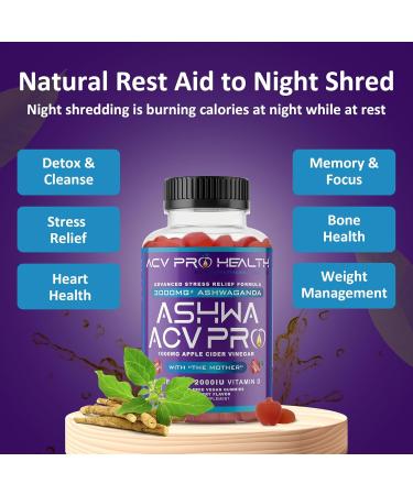 Ashwa ACV Pro Health Gummies - Sugar Free Apple Cider Vinegar & Ashwagandha for Stress Relief | Advanced Keto ACV Supplement with Vitamin D - 1g Carbs Per Gummy - Buy Online on GoSupps.com
