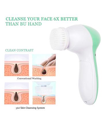 Waterproof 5-in-1 Face Scrubber & Cleansing Brush for Deep Cleaning, Exfoliating, and Blackhead Removal - Travel-Friendly Skin Care Tool - Buy Online on GoSupps.com