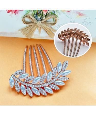 Bridal Bride Hair Accessories Pearl Alloy Leaf Hair Pin Wedding Hair Piece Pins for Women Mother of Bride Pearl Comb Pearl Hair Accessories for Wedding and Party - Buy Online on GoSupps.com