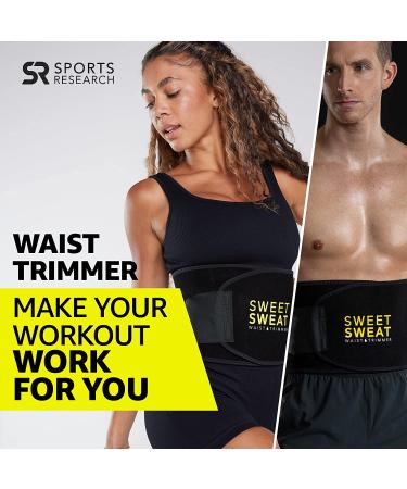 Sports Research Sweet Sweat Waist Trimmer - Medium Black & Yellow Belt for Optimal Sweat & Slimming - Buy Online on GoSupps.com