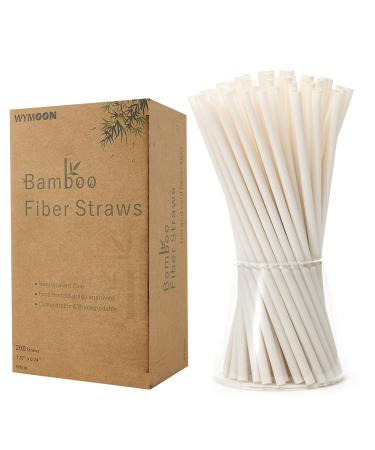 Biodegradable Bamboo Fiber Straws | 200 PCS 7.8'' Compostable Eco-Friendly Drinking Straws Disposable | Durable for Hot & Cold Drinks 200 Count