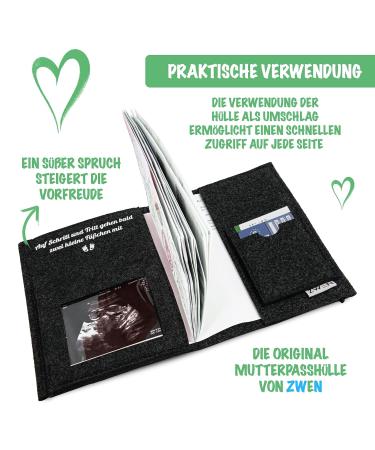 Handmade Zwen Motherpass Envelope Koala Gray - Stylish Felt Organizer for German Mother Pass Ultrasound Images & Vaccination Pass - Perfect Pregnancy Gift - Buy Online on GoSupps.com