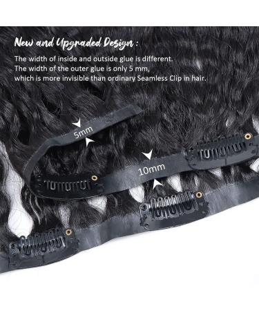 Happy&CC Kinky Straight Clip In Hair Extensions - 14 Inch Brazilian Remy Virgin Human Hair for Black Women - 7 Pcs 120g - Seamless Yaki Straight Style - Buy Online on GoSupps.com