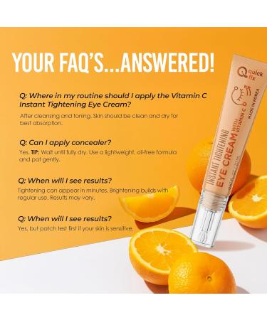 Quick Fix Vitamin C Instant Eye Tightener Under Eye Cream for Dark Circles Puffiness & Bags Dermatologist Tested Anti-Aging Korean Skin Care Vegan Clean Beauty Cruelty-Free .67 Fl Oz - Buy Online on GoSupps.com