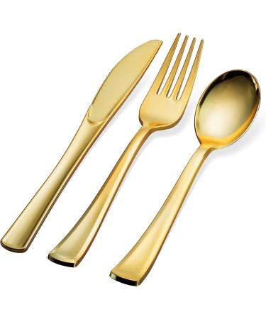 160 Piece Plastic Silverware Set - Disposable Gold Cutlery - Heavy Duty Forks, Spoons, Knives - Party Bulk Pack - Buy Online on GoSupps.com