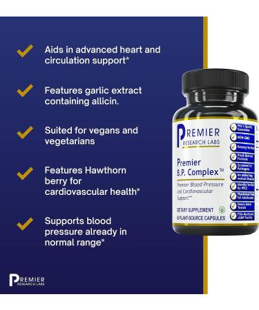 Premier Research Labs B.P. Complex - Cardiovascular Support with Garlic, Hawthorn, Olive Leaf - 60 Vegan Capsules - Buy Online on GoSupps.com
