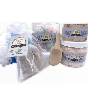 Spa Gift Basket for Women: Anxiety Relief Set with Mineral Bath Soak, Soap, Bomb Truffles, Tea - Lavender, Chamomile, White Sage - Buy Online on GoSupps.com