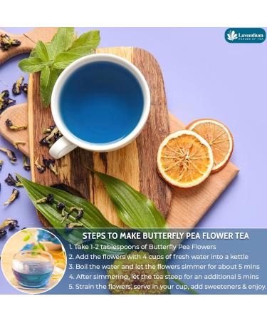 Lavendium CA Premium 220g (7.76oz) Blue Butterfly Pea Flowers 100% Natural & Pure from Blue Butterfly Pea Flowers Dried Wildcrafted Blue Pea Flowers Tea Butterfly Pea Flowers Loose Leaf Herbal Tea No Gluten Vegan - Buy Online on GoSupps.com