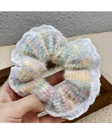 amangul Large Scrunchies Lace Trim Vintage Floral Hair Scrunchy 90s Women Girls Thick Hair Accessory Hair Tie Ponytail Holder(12 Beige Velvet Hair) - Buy Online on GoSupps.com
