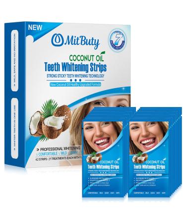 Bande Blanchiment Dentaire 21 Jours (42 Bandes) Bande Blanchissante Dent avec Formule au Coco Naturel Whitening Strip pour Blanchiment des Dent Dent Blanche & Antid rapantes