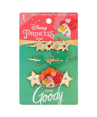 GOODY Bobby Pin and Barrette Set - Disney Princess  Ariel - Slideproof Rhinestone Bobbies - Hair Accessories for Men  Women  Boys & Girls - Style With Ease & Keep Your Hair Secured - All Hair Types Bobby Pin/Barrette Set...