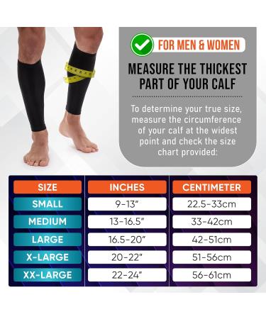 Calf Compression Sleeves for Men & Women - Footless Socks for Varicose Veins Nursing Running - PhysFlex Leg Sleeves for Shin Splints Pain Relief Swelling - Black Medium - Buy Online on GoSupps.com