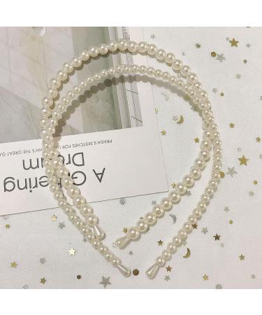 Minzaos Pearl Headband Set - 3 Pcs White Faux Pearl Hairbands for Bridal & Wedding Hair Accessories - Buy Online on GoSupps.com