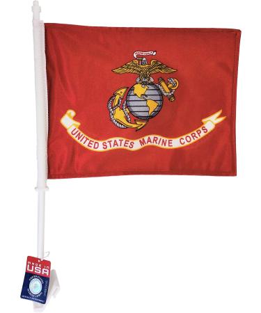 Ramsons Imports Double-Sided Car Flag 12" x 18" - U.S. Marine Corps Emblem, Made in USA