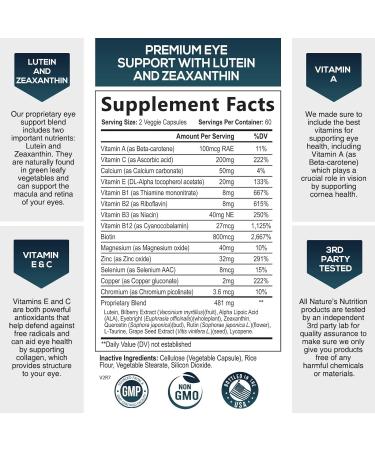 Eye Health Supplement with Lutein, Zeaxanthin, Zinc, Vitamin C & E - 120 Capsules - Supports Vision, Dryness, Eye Strain - Adult Eye Vitamins - Buy Online on GoSupps.com